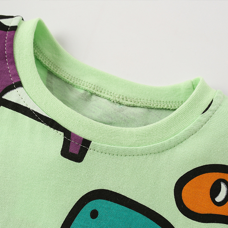 Malwee camiseta de verano para niños nuevos niños europeos y estadounidenses impresión casual de cuello redondo de manga corta guapo chaqueta