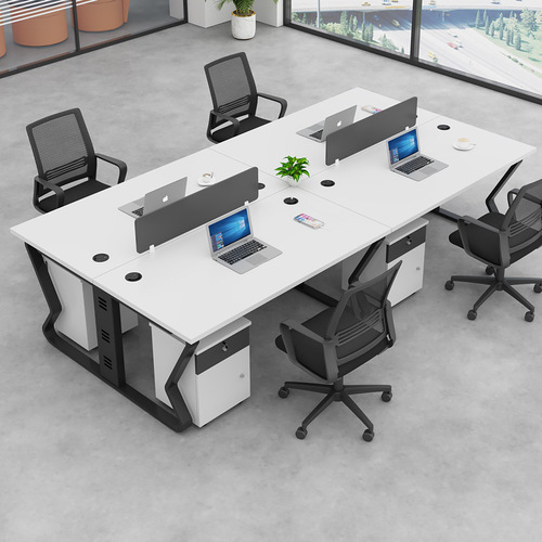 Office desk and chair set, minimalist modern three-person desk, office financial room partition desk