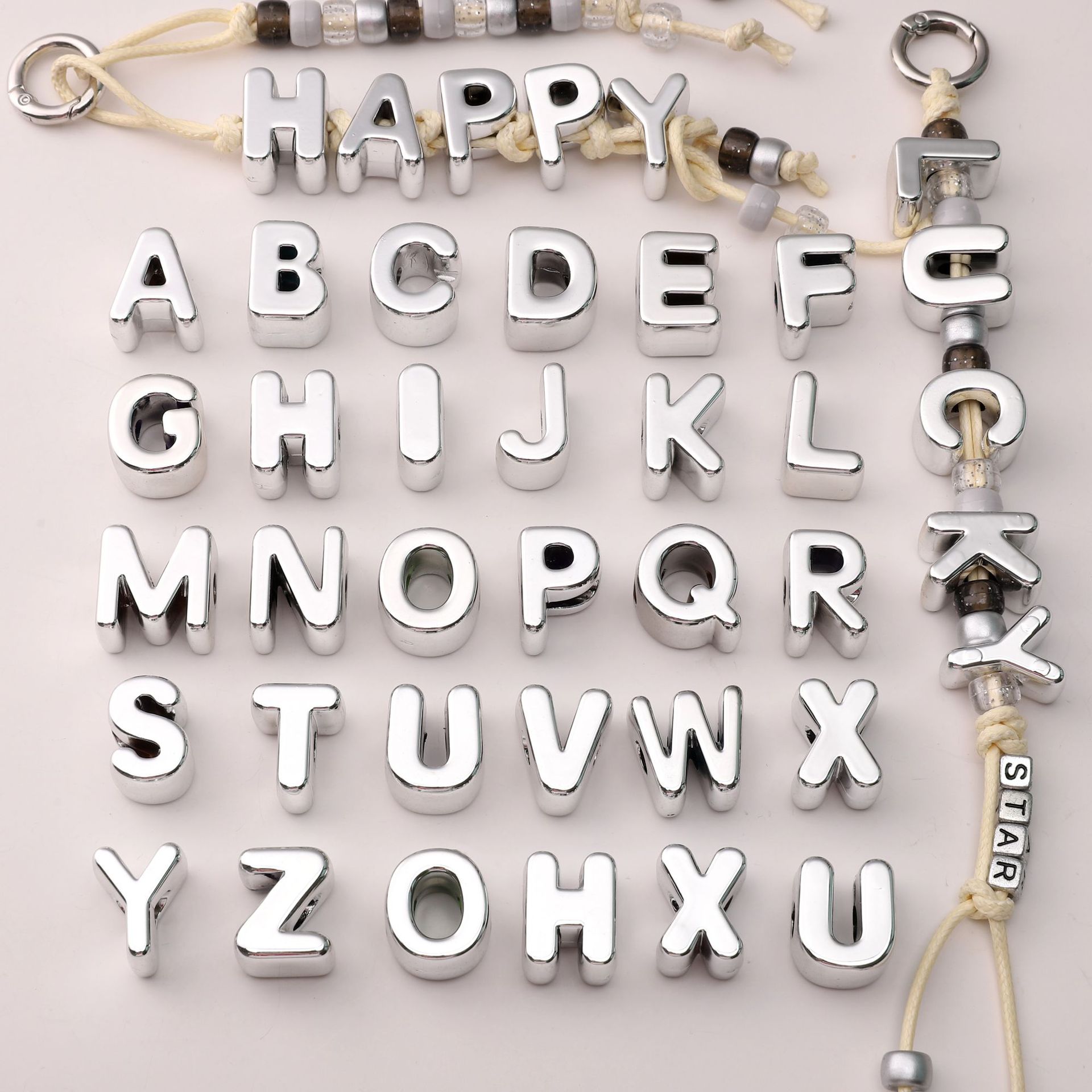 Acrylic beads with accessories with letters