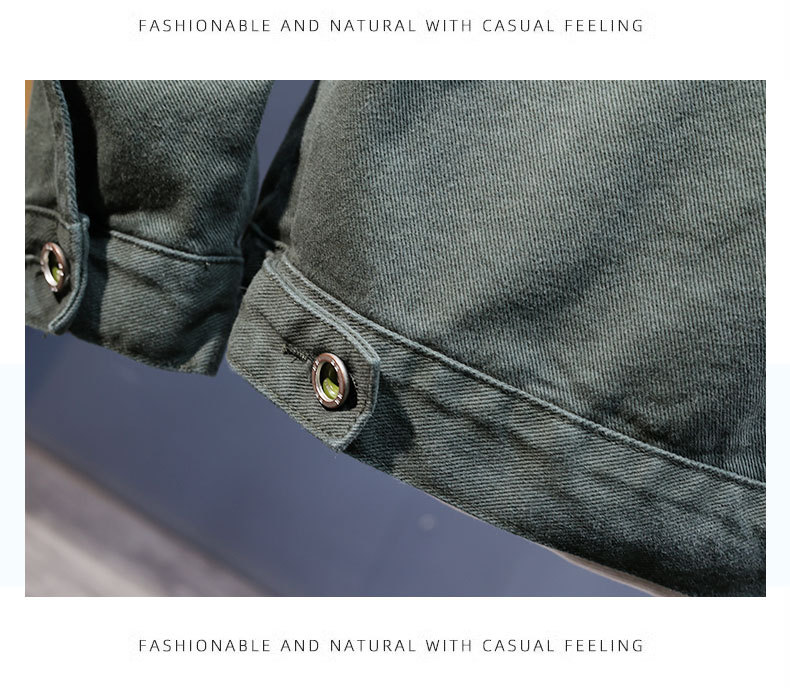 V-embroidered Denim Jacket For Men Washed Lapel Tooling Style_voghion.com