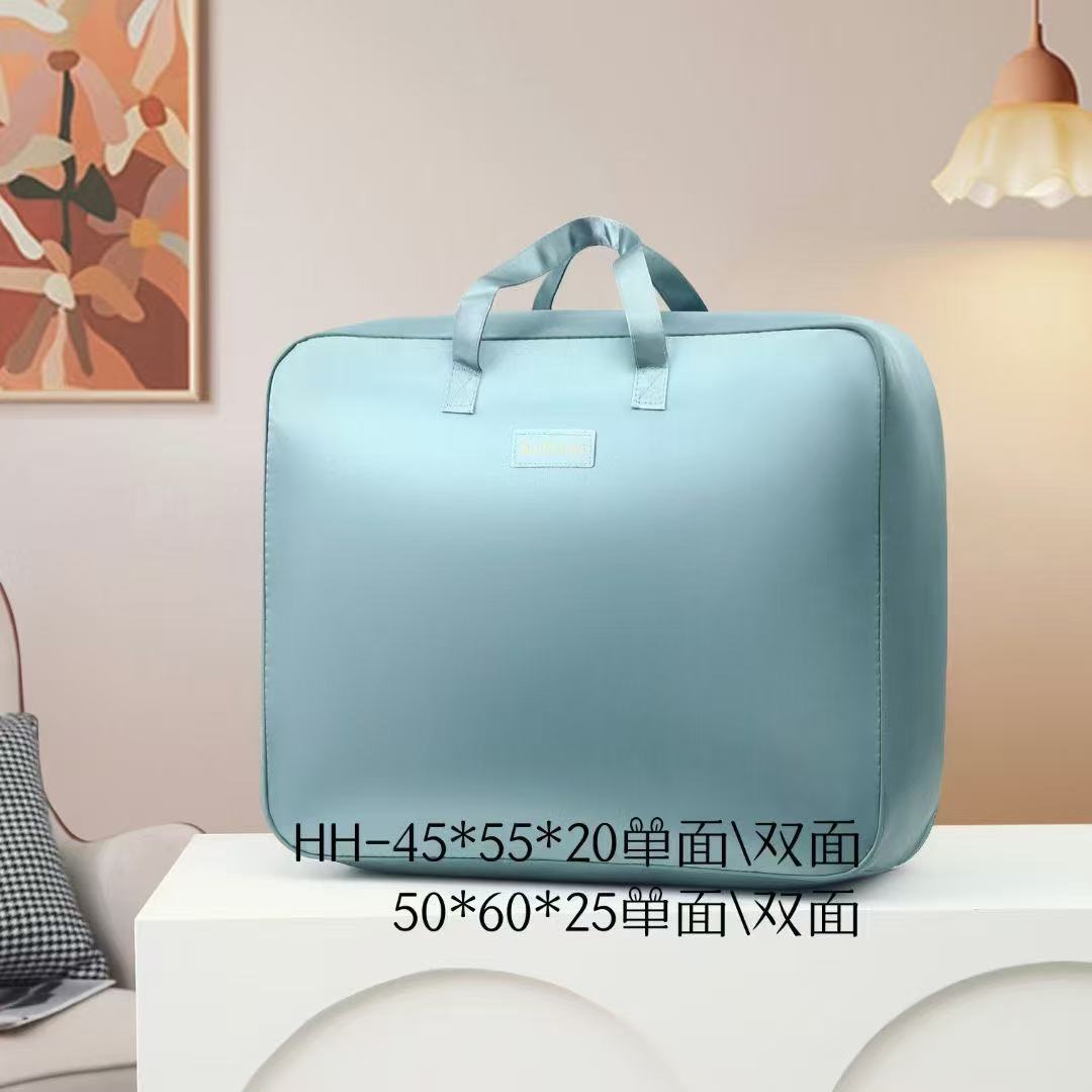 新款丝光牛津布钢丝包装袋pvc半透明蚕丝被喜被春秋被毛毯手提袋