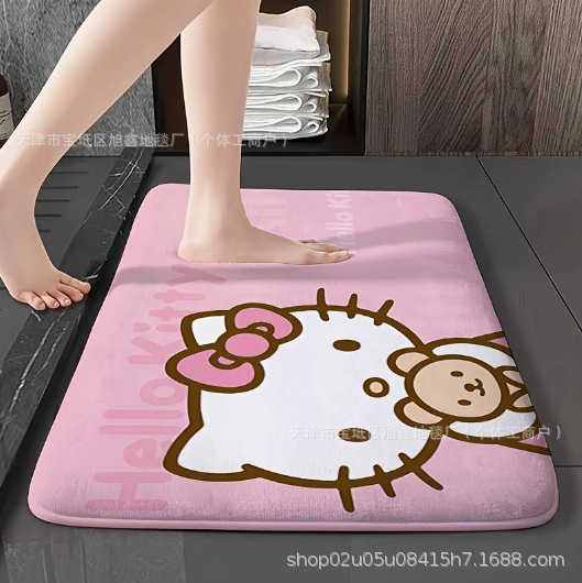 クロスボーダー Amazon 漫画 kt 猫浴室フロアマットフランネルキッチンドア滑り止めフットマットはラベルで発送できます|undefined
