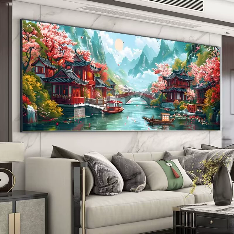 Горы Фучунь Джету Кросс Строгая Новая гостиная Учебные вырезы Вышивка Полная вышивка Изображение Кросс Строгая