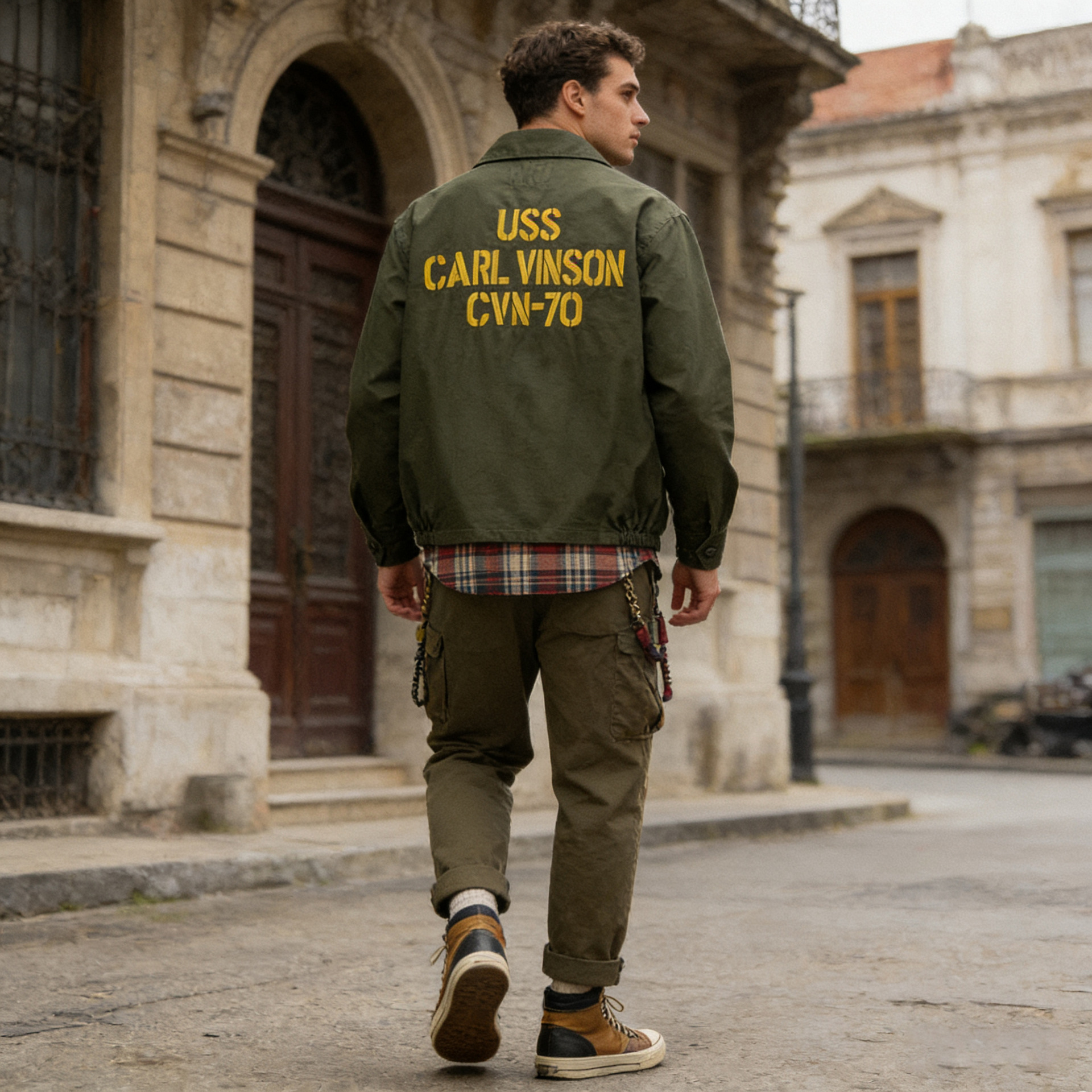 Commemorative denim jacket for traveling, with embroidery 2