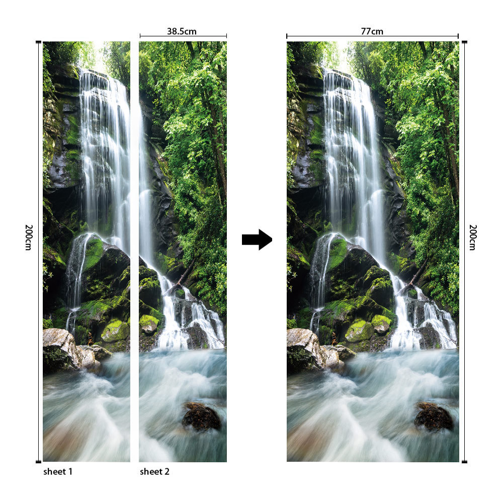 Pegatinas para puertas 3D respetuosas con el medio ambiente, autoadhesivos, fabricantes de origen al por mayor, patrones populares transfronterizos de alta definición, adhesivos para puertas impermeables, a prueba de aceite y antiincrustantes