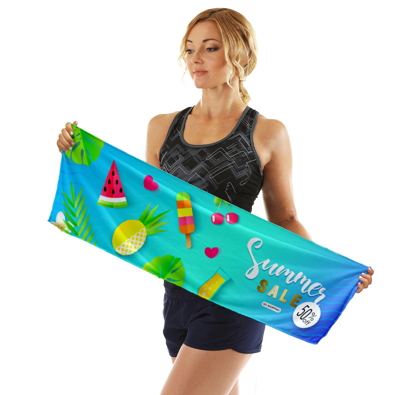 Amazon toalla fría absorción de sudor rápida secado helado toalla portátil de fitness toalla de hielo deportiva toalla de sudor más logo