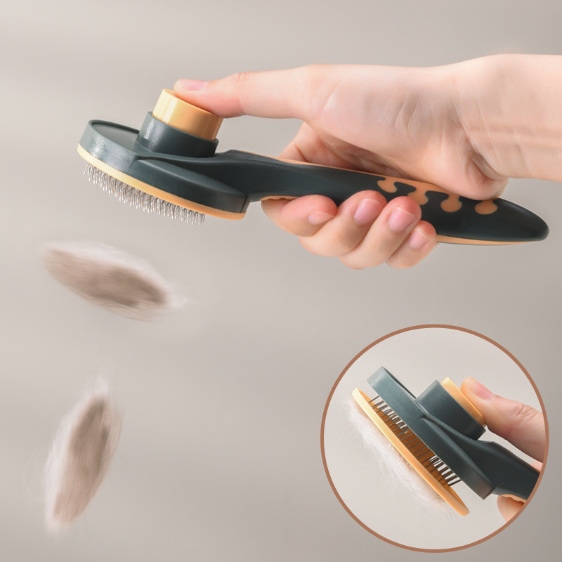 Meianju pein de botón redondo para eliminar el pelo flotante pein de masaje portátil para perros y gatos productos de limpieza de mascotas