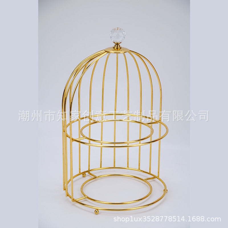 호텔 크리에이티브 버드 케이지 싱글 및 더블 레이어 디스플레이 선반 케이크 디저트 테이블 사무실 오후 차 금속 트레이