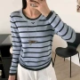 撞色圆领秋冬季新款针织衫
