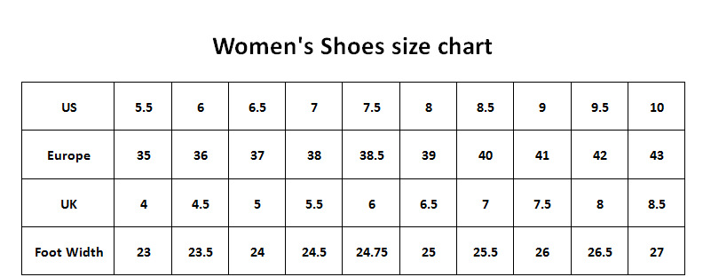 坡跟凉鞋尺寸表