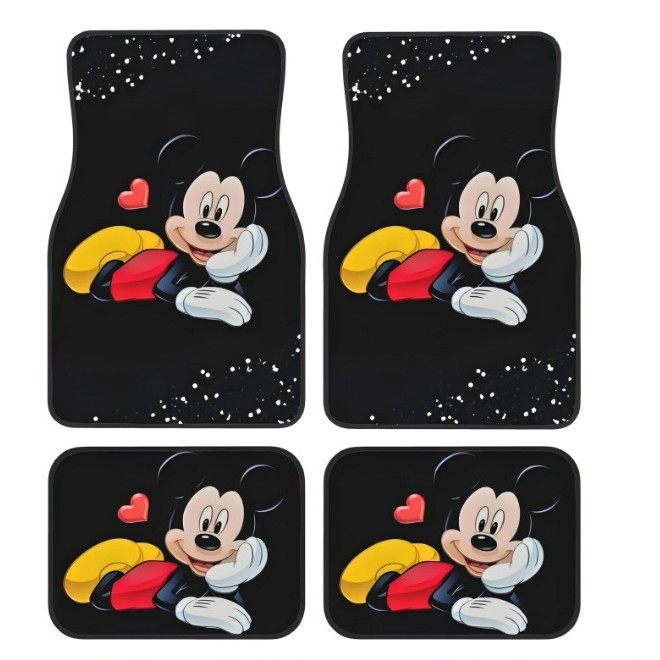 TEMU Cross-border Cartoon Hot-selling Car Mat Four-piece Set Dirty-resistant Non-slip Easy-care Floor Mat Wear-resistant in stock
