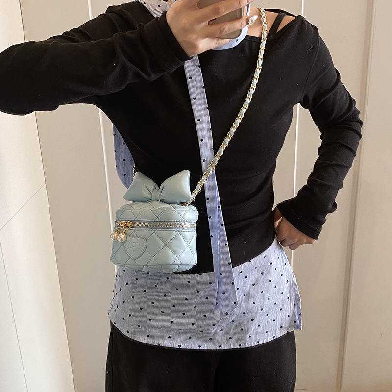 Bolsas coreanas para niños y niñas, bolsas de hombro de arco lindas, bolsas de caja de moda para niños, bolsas de cadena para niños, nueva moda