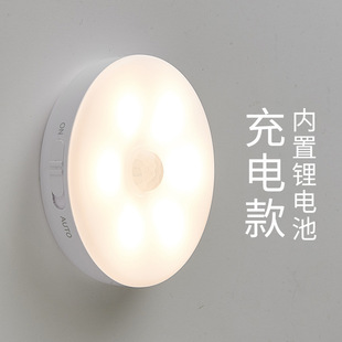 Wireless Human Body Sensor Night Light Internet Celebrity Night Home Aisle Corridor Bedside Bedroom Sleep Light Control Rechargeable Light