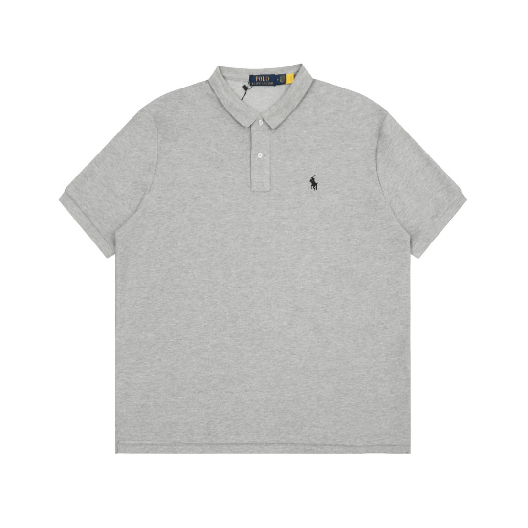 【ハイバージョン】RLラフポニー クラシックベーシックポニー刺繍ラペルPOLO半袖ルーズTシャツ メンズ