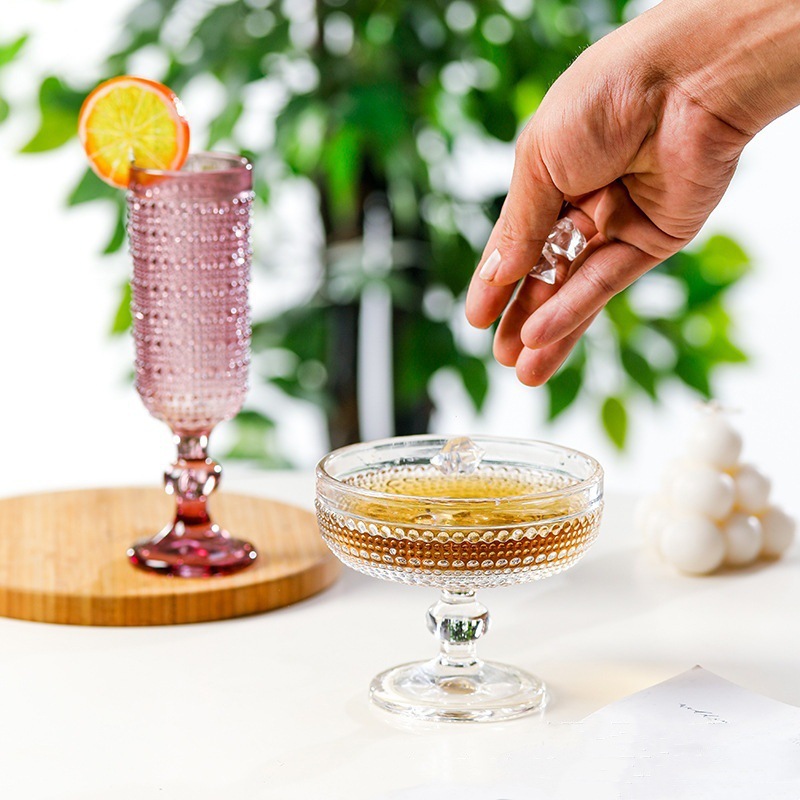 Caída de lluvia europea copas de vidrio copas de vino tazas de champán tazón de helado hotel creativo vidrio doméstico
