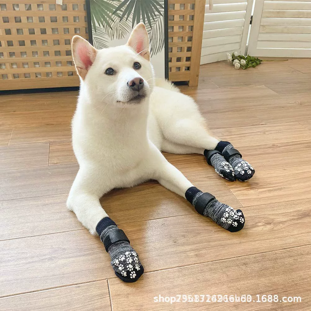 Дышащие, нескользящие, не скатывающиеся и бесшумные домашние носки-обувь Zhuji для средних и крупных собак, VIP-обувь для собак, обувь для тедди.