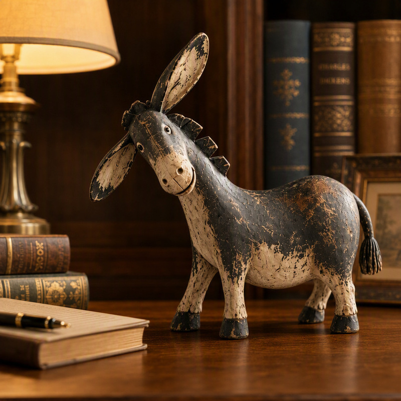 Cross-border new product: Farmhouse rural donkey statue, a resin tabletop sculpture depicting a donkey in a rural setting