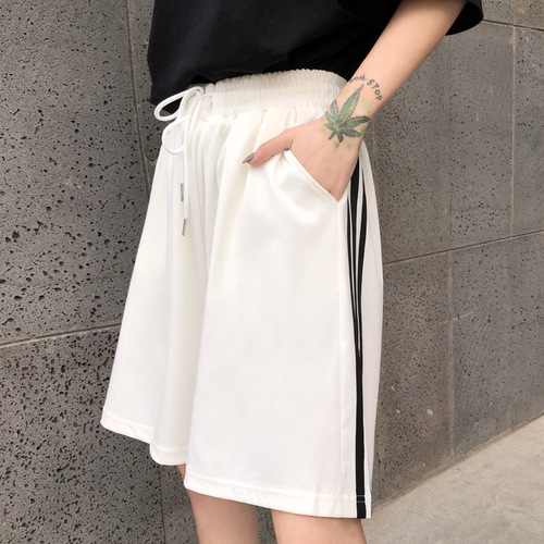 Sports shorts women's 2026 summer thin loose Korean ins fashionable all-match high-waist straight Hong Kong-style five-quarter pants