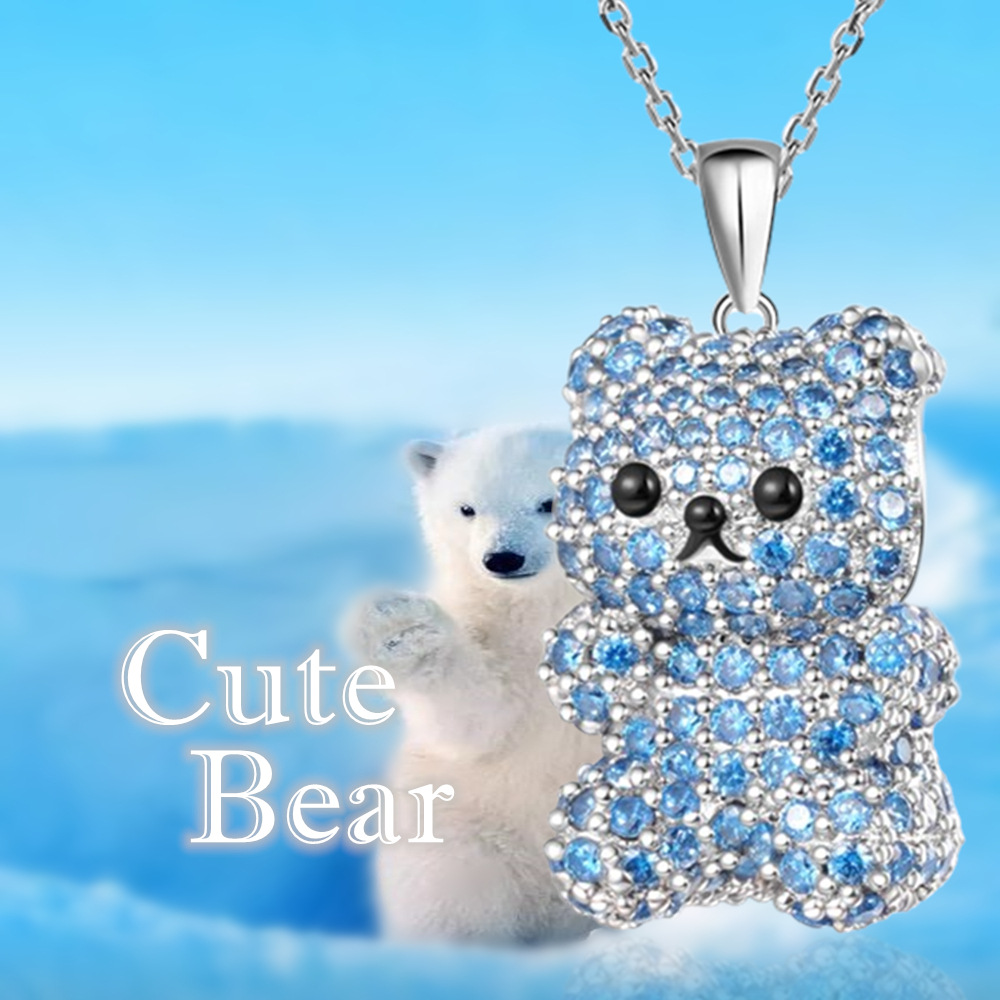 Heißer Verkauf Cartoon Nette Eisbär Anhänger Halskette, Modische Und Vielseitig frauen Tier Schmuck Zubehör Geschenk_voghion.com