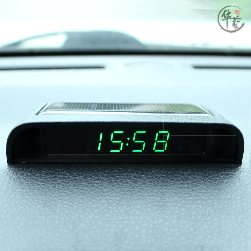 Songhao normal delivery solar luminous car clock car high precision electronic watch car clock thermometer free