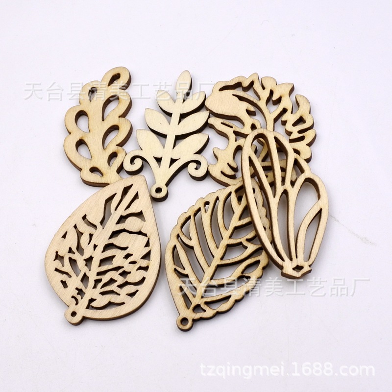 5cm de alto variedad de botones de madera en forma de hoja decoraciones mixtas de madera en forma de hoja 10 piezas un paquete