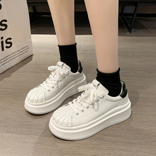 2024春季新款裂纹显高学生低跟系带单鞋软面时尚运动小白鞋女