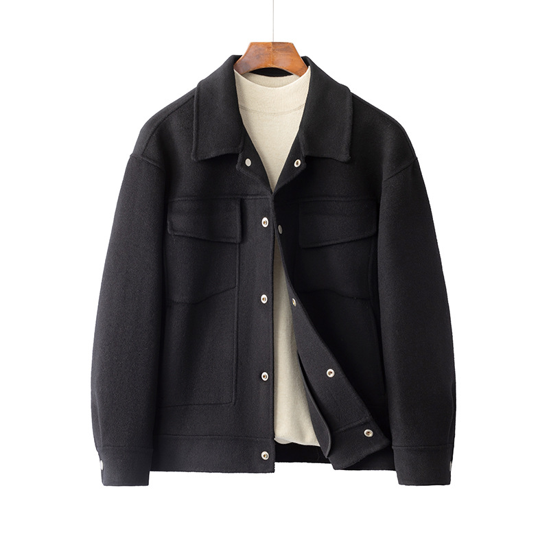 2025 invierno nuevo chaqueta de lana de doble cara chaqueta de moda para hombres chaqueta casual suelta sin