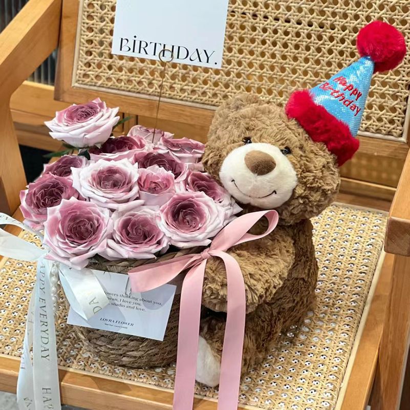 Regalos de cumpleaños flores jabón muñecas osos pequeños ramos de flores Teddy oso abrazar barril flores simuladas para regalos de novia