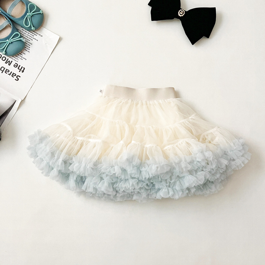 2024 niñas otoño y invierno nueva falda Tutu falda de torta para niños falda corta de torta bebé universal princesa red de pimples