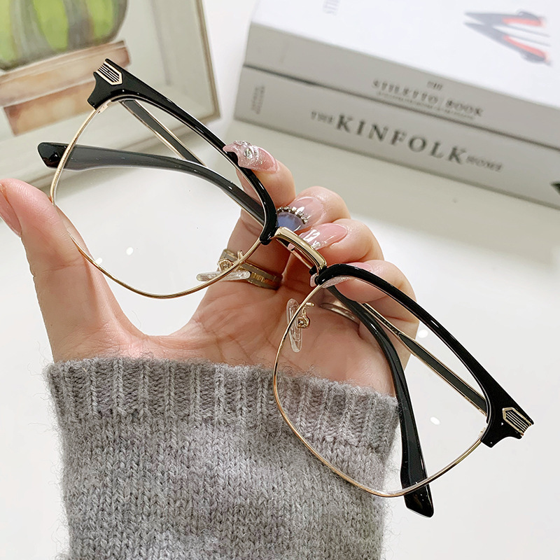Trendy Semi-Rimless Eyeglass Frames with Prescription, Stylish for Tech-Savvy Men, Anti-Blue Light Glasses 17106 with Anti-Blue Light Feature Trendy Semi-Rimless Eyeglass Frames with Prescription, Stylish for Tech-Savvy Men, Anti-Blue Light Glasses 17106 with Anti-Blue Light Feature