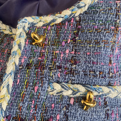 Yisen ESSTUDIO Metal X-shaped Gold and Silver Color Button Small Perfume Lady Noble Style Rough Wool Short Jacket Women's Button