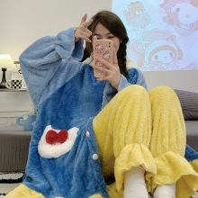 喜月秋冬季孕妇法兰绒产后睡袍2025年产妇加厚哺乳甜美月子服套装