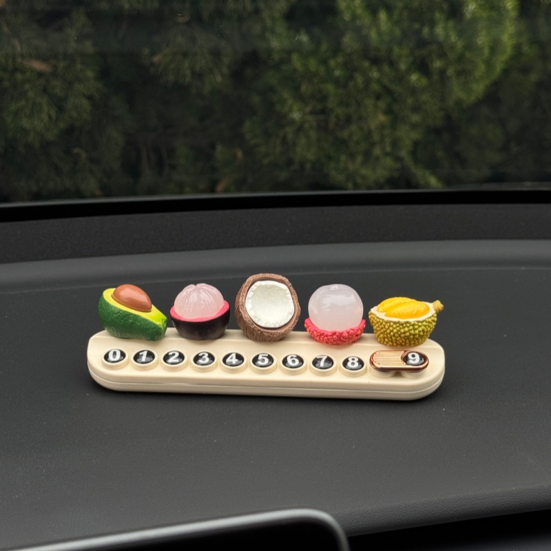Fruit-Scented Number Plate for Good Luck, Temporary Parking Sign, Car Interior Decoration, Realistic Fruit Ornament