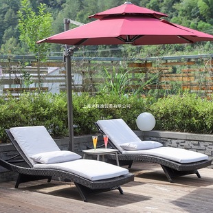 Outdoor Bed Lounge Chair Waterproof Sun Protection Swimming Pool Beach Villa Courtyard Garden Terrace Parasol Rattan Rattan Chair