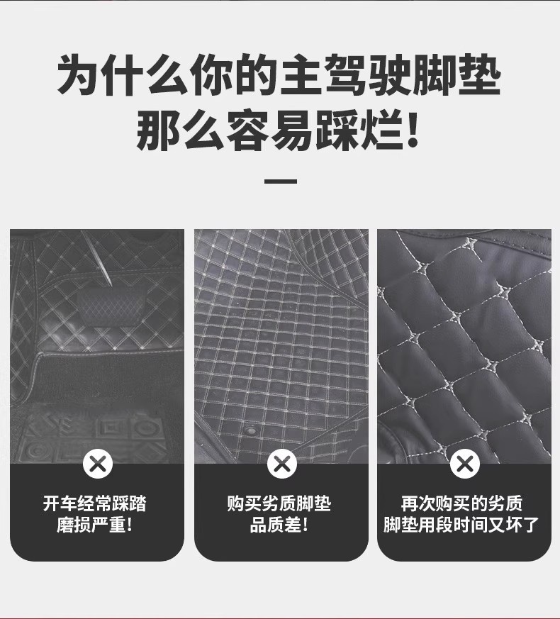 Suitable for Car Floor Mats for the Main and Passenger Seats, Special Leather Fully Surrounded Single Front and Rear Car Mats with Wire Rings