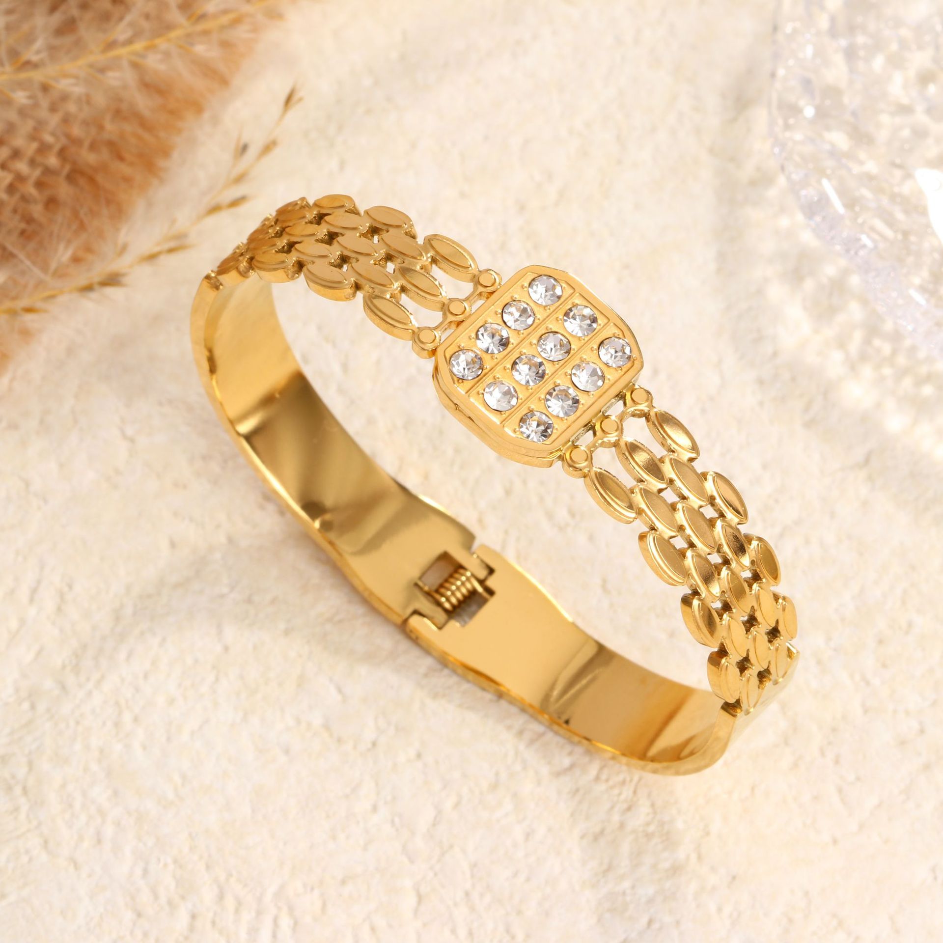 92 스퀘어 다이아몬드 팔찌 골드