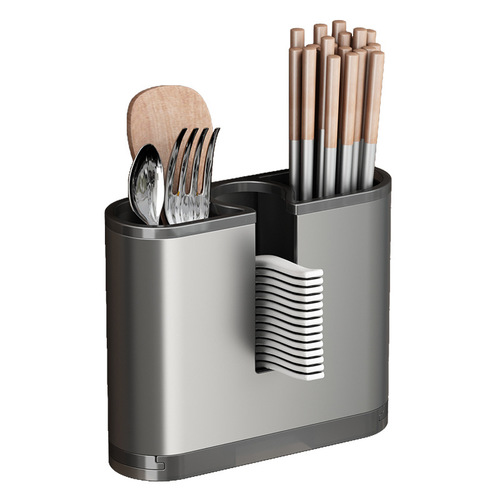 Gun ash knife holder wall-mounted punch-free kitchen storage rack drain spoon chopstick cage bucket chopstick barrel knife storage box