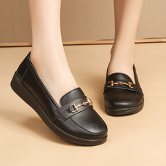頭層牛皮春秋款媽媽鞋真皮軟底單鞋舒適中老年女鞋工作皮鞋大碼