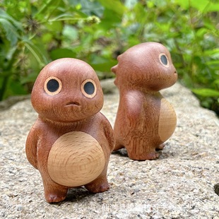 Factory Direct Sales Solid Wood Little Milk Dragon Ornaments Creative Solid Wood Carving Splicing Home Furnishings Cute Milk Dragon Ornaments