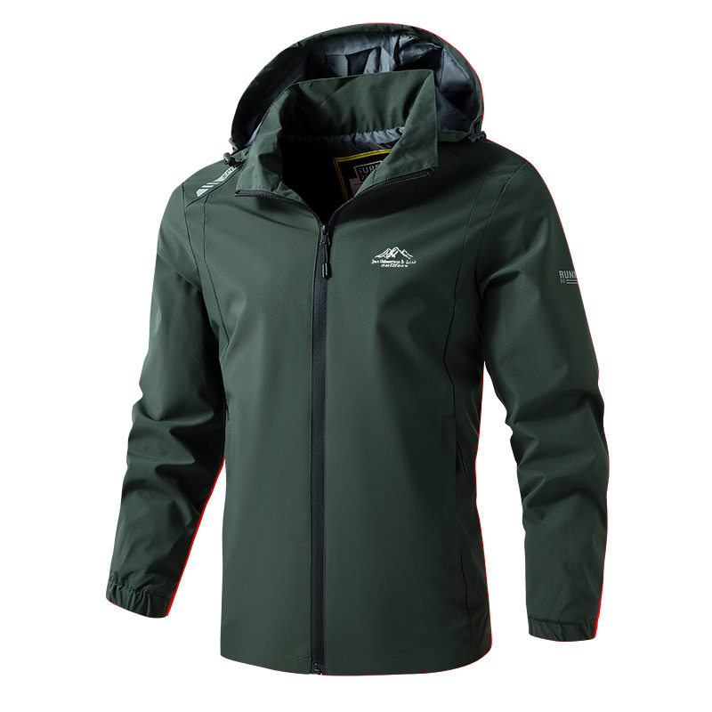 2024 otoño y invierno transfronterizos delgado hombre al aire libre montañismo traje de asalto con capuchón desmontable chaqueta transpirable protector solar