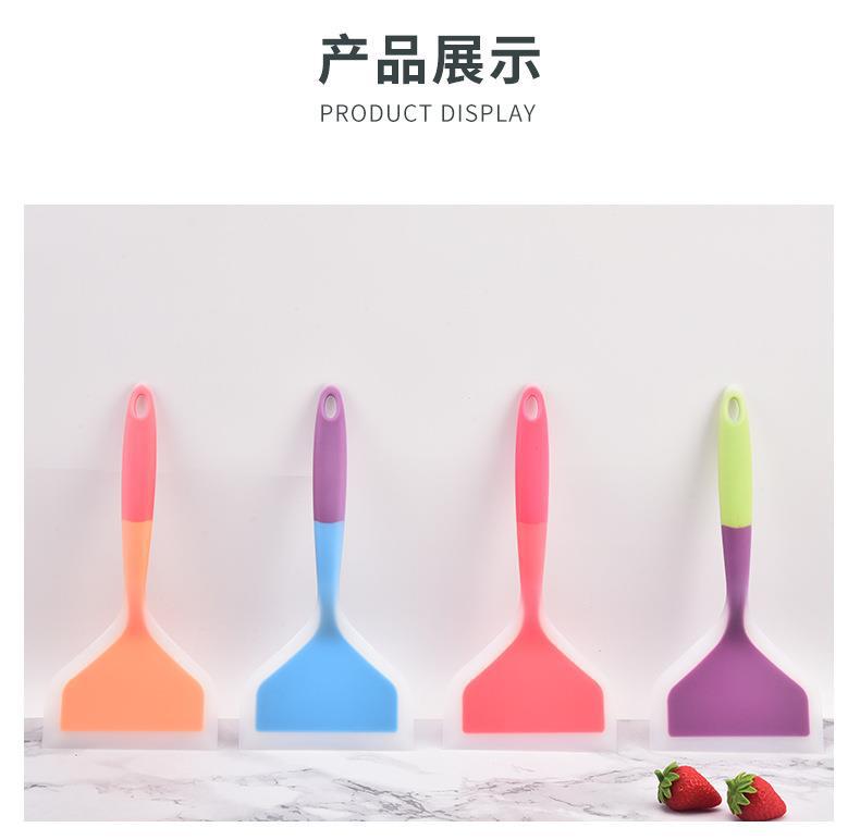 Silicone Spatula Turner Non-Stick Safe Heat Resistant Mini Green for Tamagoyaki Pancake Frying in use