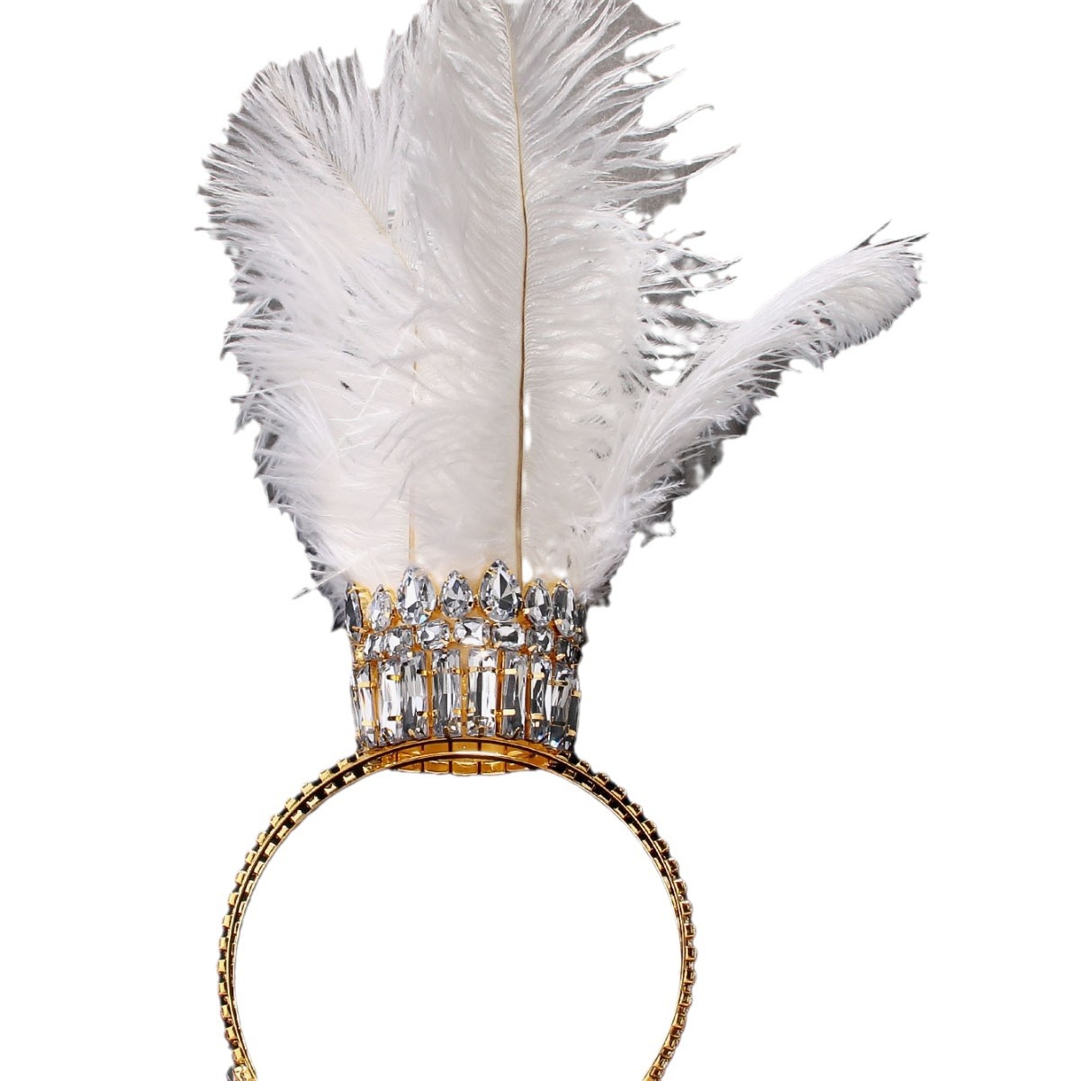 new feather crystal crown fashion high end niche personality trend electroplated rhinestone headdress_voghion.com