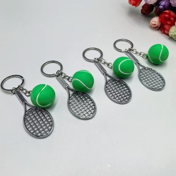 Mini raqueta de tenis de simulación de dos piezas conjunto de colgante de llaver deportivo colgante fan pequeño regalo transfronterizo