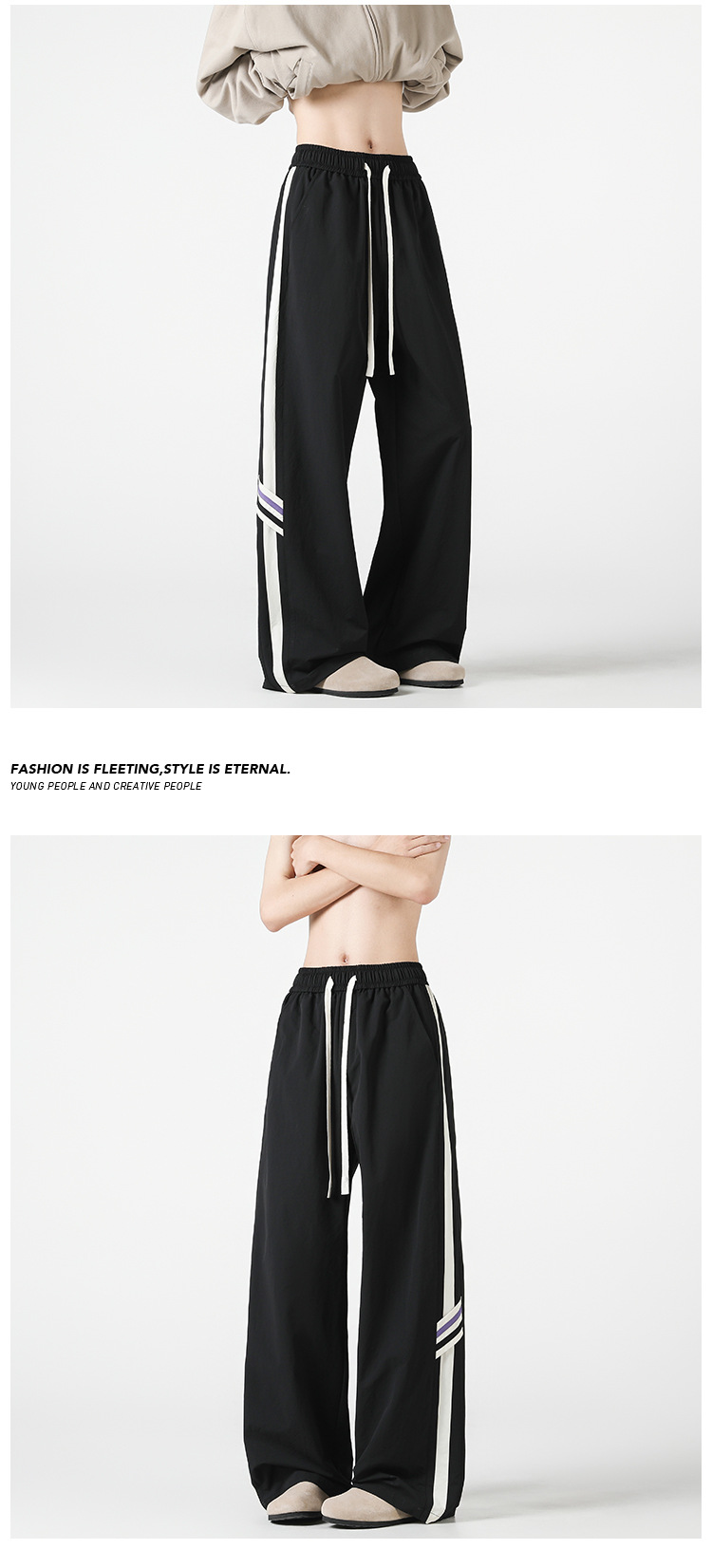 Pantalon rayé homme décontracté coupe droite tendance chic_voghion.com