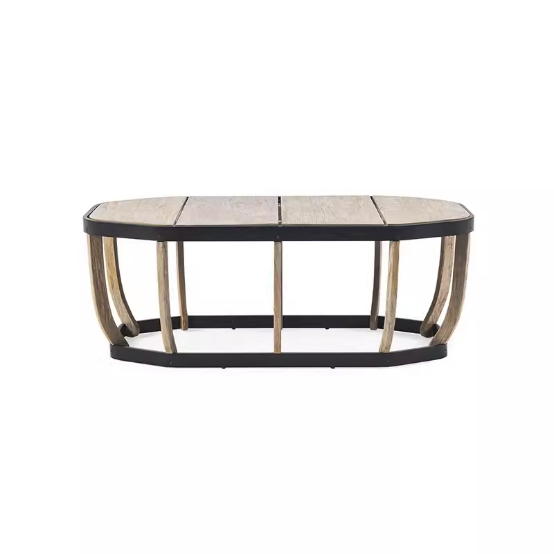 Sofá nórdico al aire libre de teca patio villa transfronteriza muebles al aire libre hotel jardín balcón combinación de sofá de madera maciza