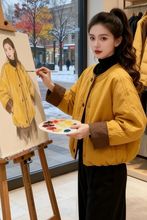 韩系ins洋气棉衣时尚短款外套女2025秋冬新款薄款小个子棉服女