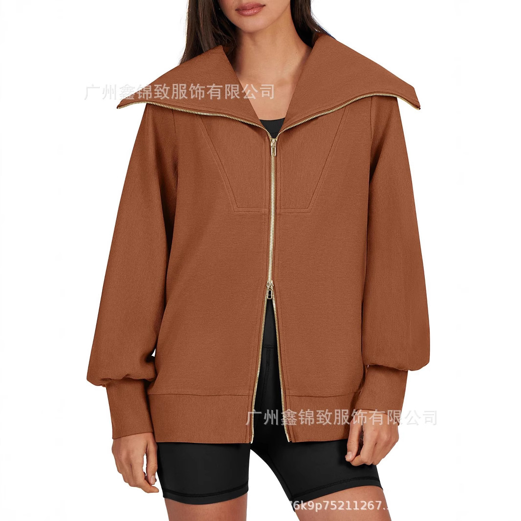 2023 Amazon mujeres de gran tamaño cremallera lindo sudadera chaqueta ropa 2023 otoño y el invierno la moda