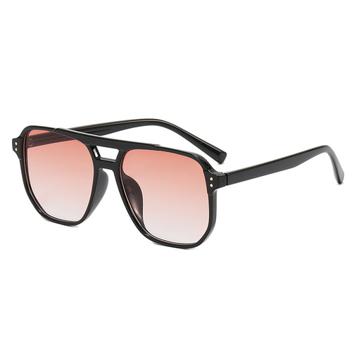 Stylish Trendy New Double-Bridge Gradient Color Eyeglass Frame for Men and Women, Unisex Sun Glasses for Large Faces, Slimming Sunglasses
