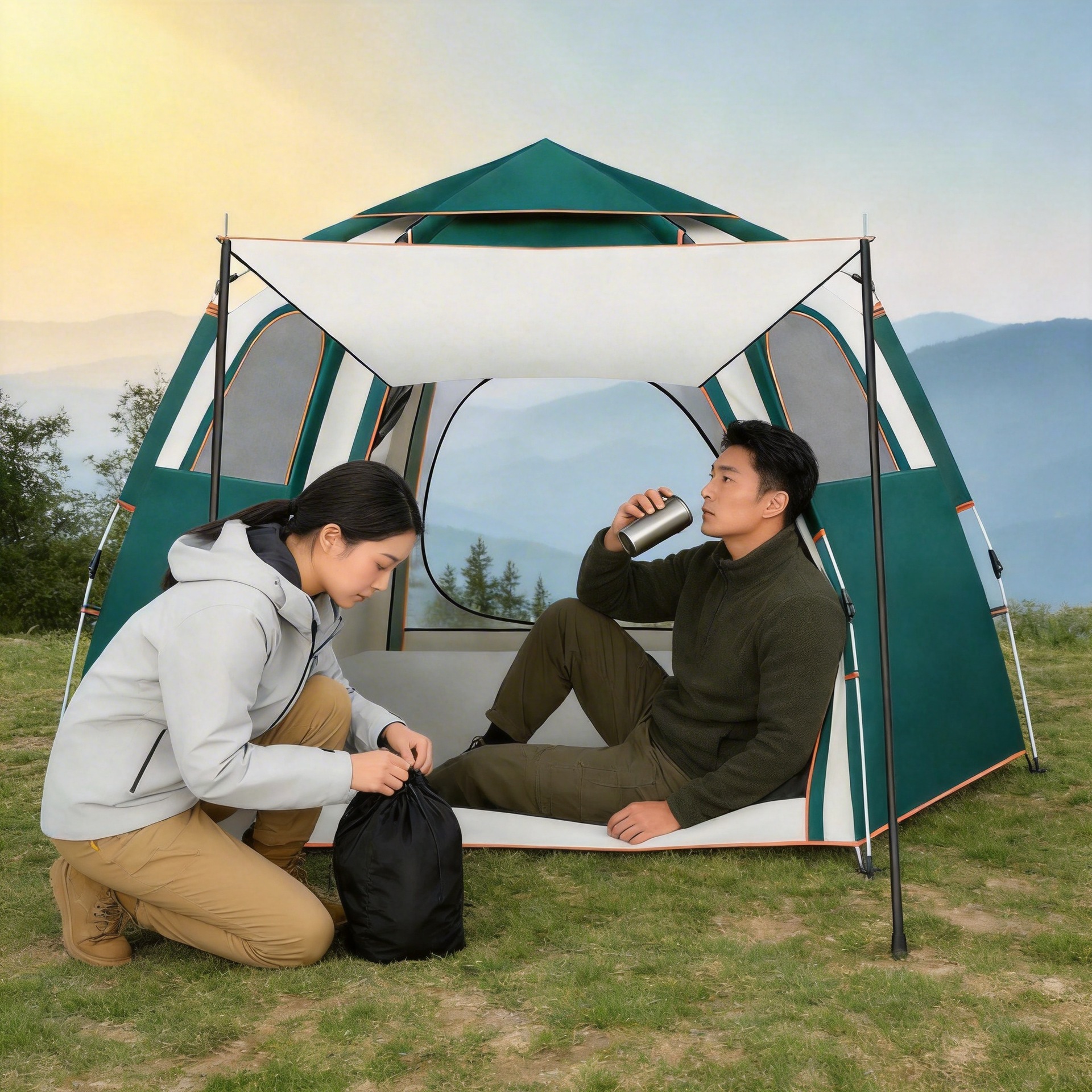 텐트 야외 캠핑 자동 설치 방수 텐트 여행용 자외선 차단 실내 어린이 보온 텐트