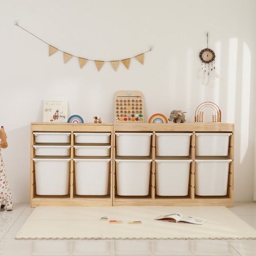 Sch ufat Toy Storage Cabinet Solid Wood Living Room Wall-mounted Large Capacity Toy Cabinet Baby Display Cabinet Montessori Children